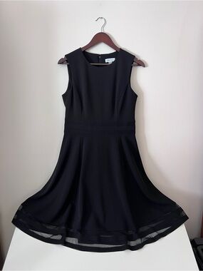 Calvin Klein Black Sleeveless A-Line Midi Dress
